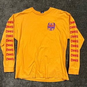Obey Long Sleeve T-Shirt Mens XL Yellow Graphic Print Logo Streetwear
